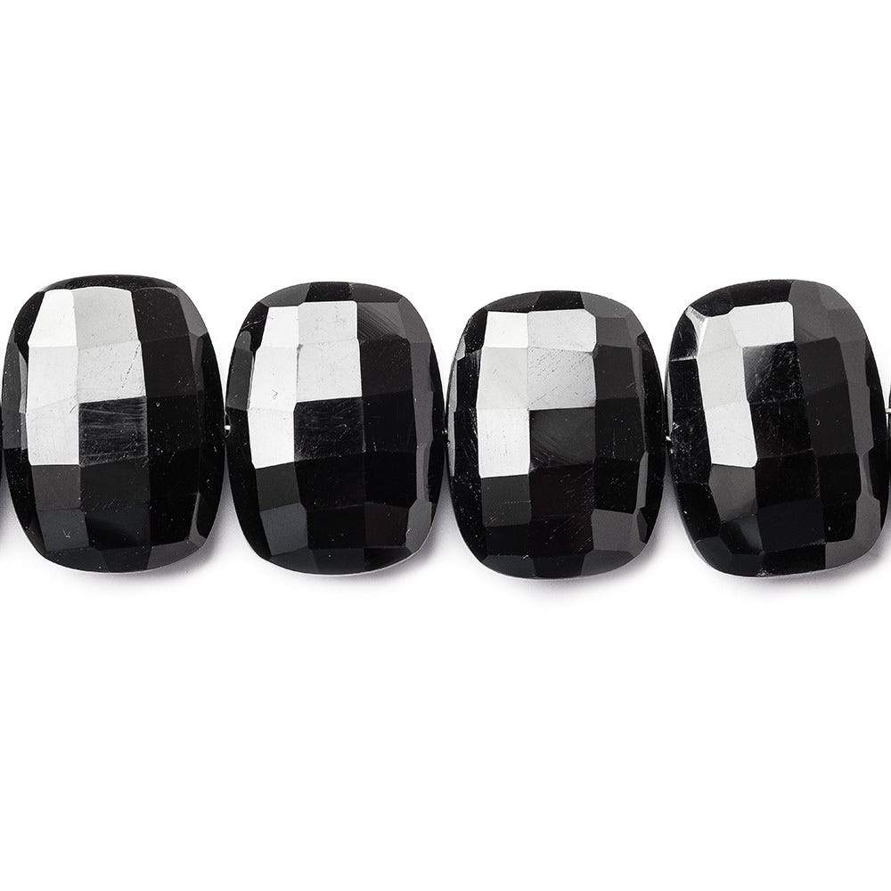 19x14mm Black Onyx side drilled Faceted Cushion beads 8 inch 14 pieces AAA (ONLINE ORDER ONLY)