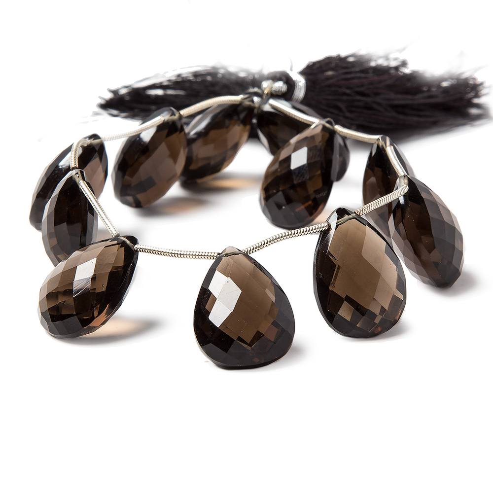 19x14mm Smoky Quartz Pear Briolette Beads 8 inch 11 pieces (ONLINE ORDER ONLY)