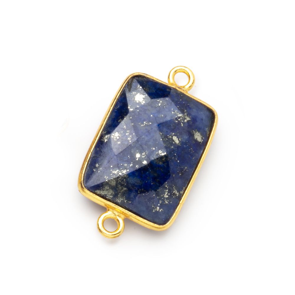 19x14mm Vermeil Bezel Lapis Lazuli Faceted Rectangle Connector 1 piece (ONLINE ORDER ONLY)