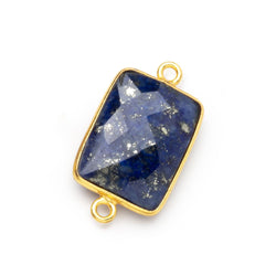 19x14mm Vermeil Bezel Lapis Lazuli Faceted Rectangle Connector 1 piece (ONLINE ORDER ONLY)
