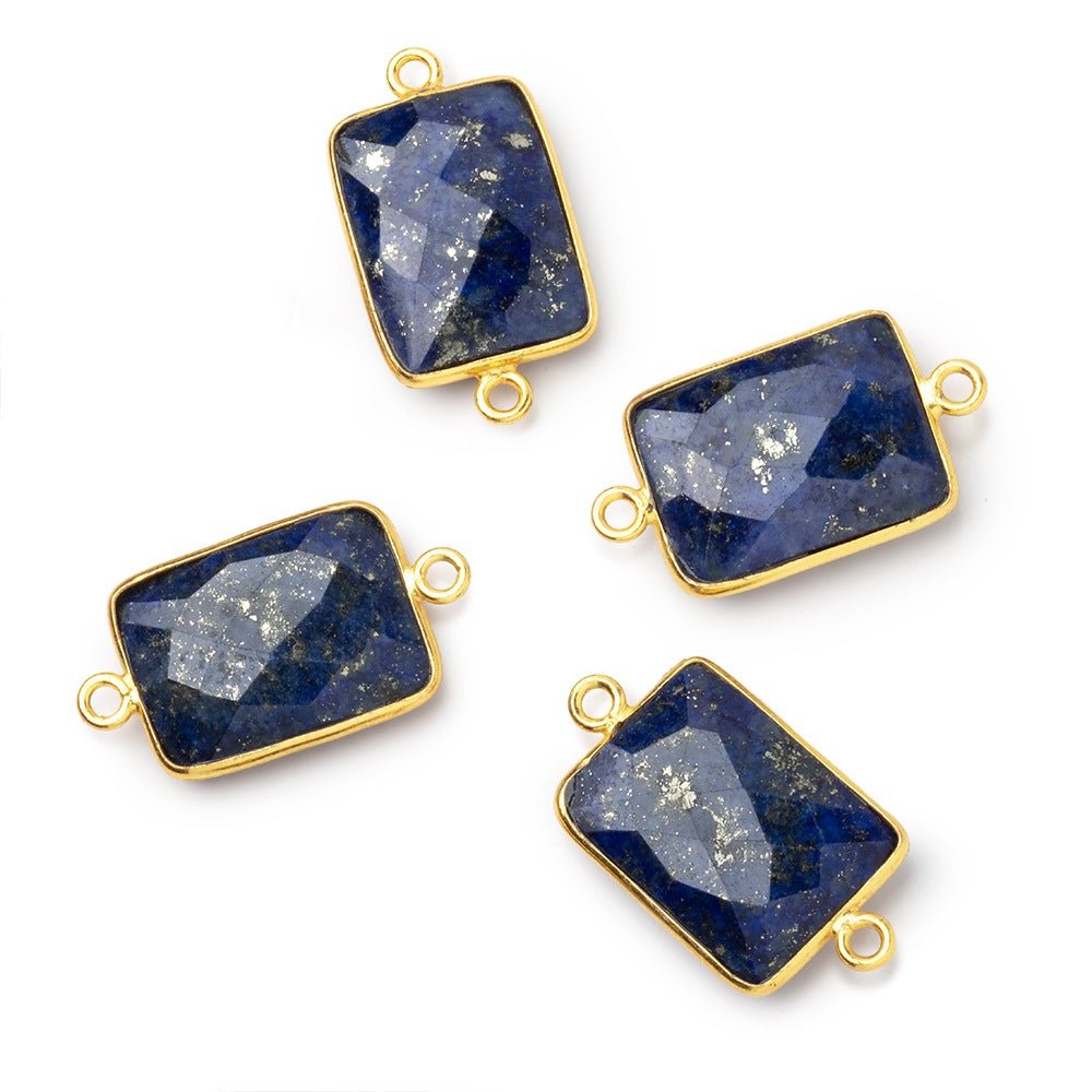 19x14mm Vermeil Bezel Lapis Lazuli Faceted Rectangle Connector 1 piece (ONLINE ORDER ONLY)