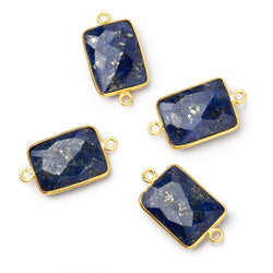 19x14mm Vermeil Bezel Lapis Lazuli Faceted Rectangle Connector 1 piece (ONLINE ORDER ONLY)