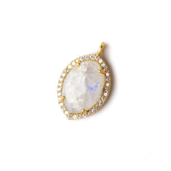 19x14mm Vermeil CZ Bezel Rainbow Moonstone Marquise Pendant 1 piece (ONLINE ORDER ONLY)