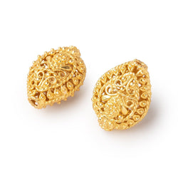 19x15mm 22kt Gold Plated Copper Filigree Pear Beads Set of 2 pieces (ONLINE ORDER ONLY)