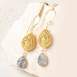 19x15mm 22kt Gold Plated Copper Filigree Pear Beads Set of 2 pieces (ONLINE ORDER ONLY)