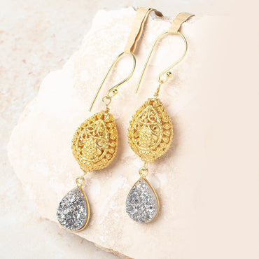 19x15mm 22kt Gold Plated Copper Filigree Pear Beads Set of 2 pieces (ONLINE ORDER ONLY)