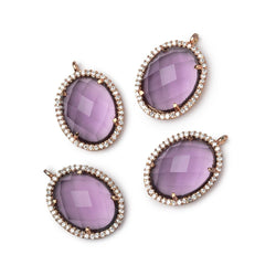 19x15mm Antiqued Rose Gold CZ Bezel Purple Hydro Quartz Oval Pendant 1 Focal (ONLINE ORDER ONLY)