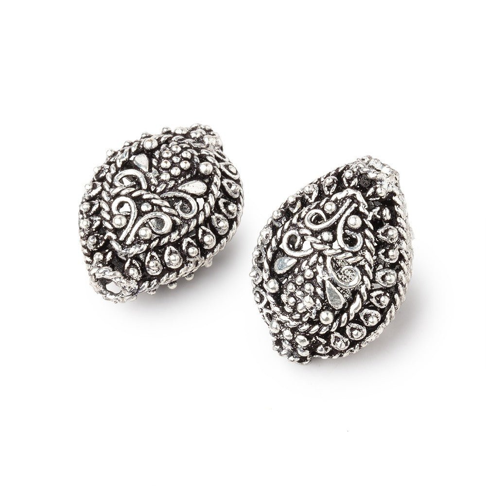 19x15mm Antiqued Silver Plated Copper Filigree Pear Beads Set of 2 pieces (ONLINE ORDER ONLY)
