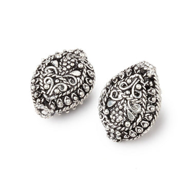 19x15mm Antiqued Silver Plated Copper Filigree Pear Beads Set of 2 pieces (ONLINE ORDER ONLY)