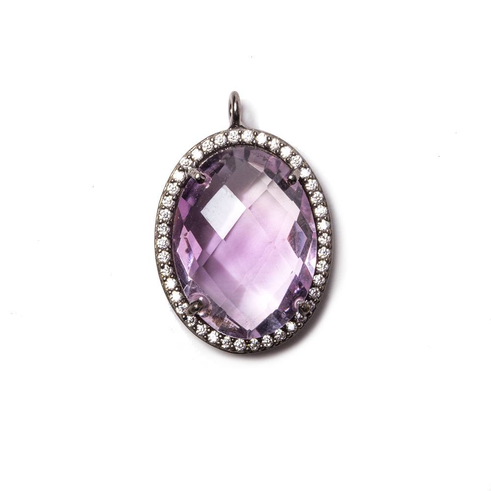 19x15mm Black Gold CZ Bezel Pink Amethyst Faceted Oval Pendant 1 piece (ONLINE ORDER ONLY)