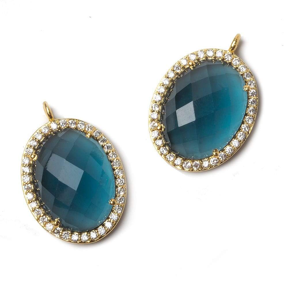 19x15mm Vermeil Bezeled CZ & London Blue Quartz Oval Pendant 1 pc (ONLINE ORDER ONLY)