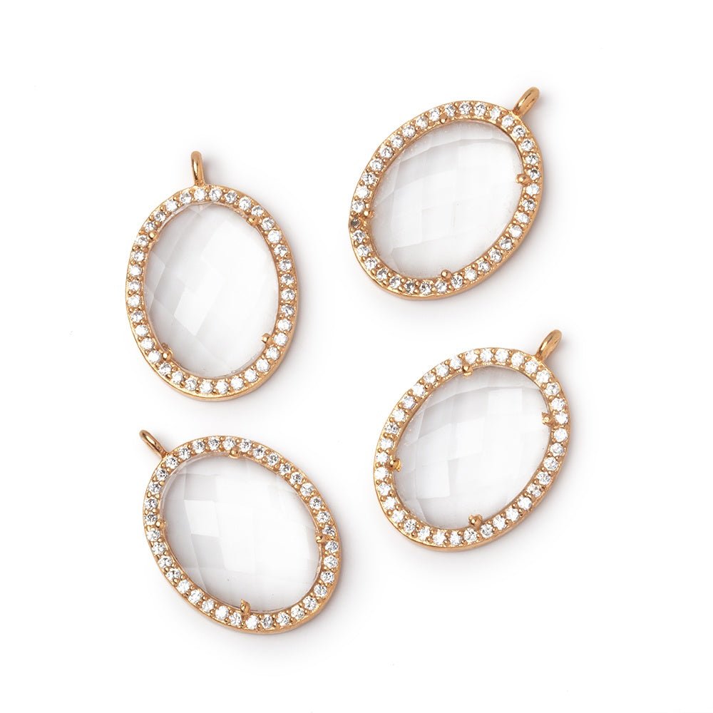 19x15mm Rose Gold CZ Bezel Crystal Quartz Oval Pendant 1 Focal (ONLINE ORDER ONLY)