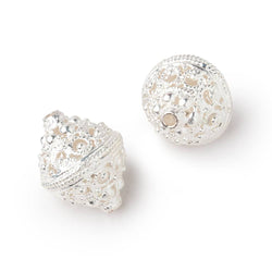 19x15mm Silver Plated Copper Persian Filigree BiCone Beads Set of 2 pieces (ONLINE ORDER ONLY)