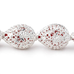 19x15mm Sterling Silver Plated Copper Filigree Pear 8 inch 11 Beads (ONLINE ORDER ONLY)