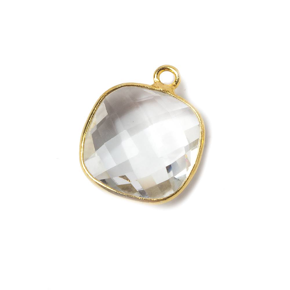 19x15mm Vermeil Bezeled Crystal Quartz faceted square Pendant 1 piece (ONLINE ORDER ONLY)