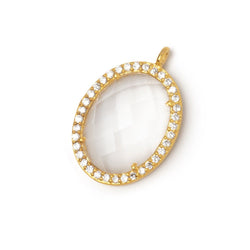 19x15mm Vermeil CZ Bezel Crystal Quartz Faceted Oval Pendant 1 Focal (ONLINE ORDER ONLY)