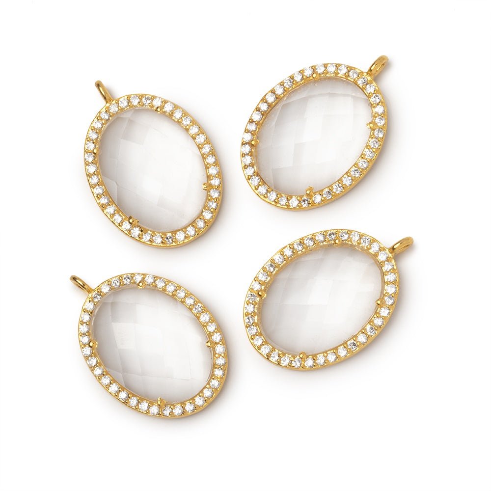 19x15mm Vermeil CZ Bezel Crystal Quartz Faceted Oval Pendant 1 Focal (ONLINE ORDER ONLY)