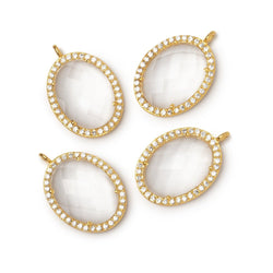 19x15mm Vermeil CZ Bezel Crystal Quartz Faceted Oval Pendant 1 Focal (ONLINE ORDER ONLY)