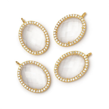 19x15mm Vermeil CZ Bezel Crystal Quartz Faceted Oval Pendant 1 Focal (ONLINE ORDER ONLY)