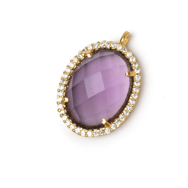 19x15mm Vermeil CZ Bezel Purple Hydro Quartz Faceted Oval Pendant 1 Focal (ONLINE ORDER ONLY)