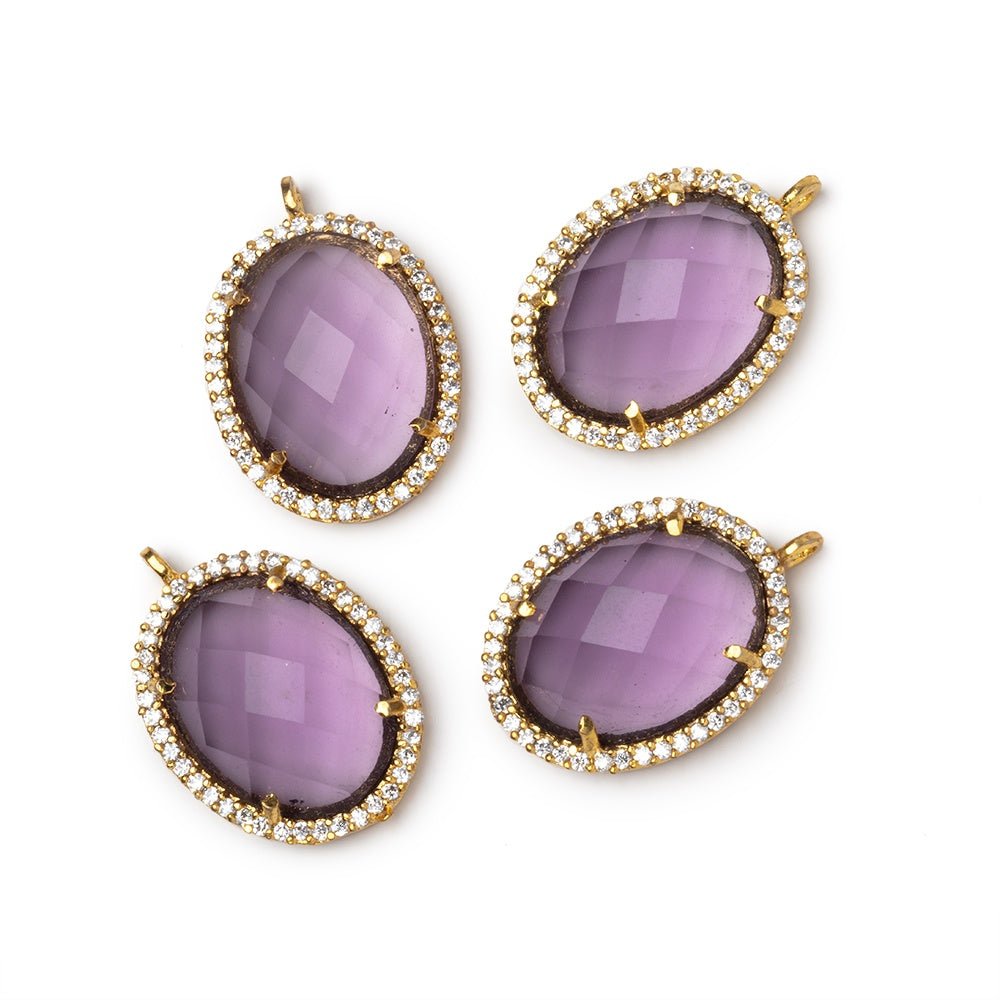 19x15mm Vermeil CZ Bezel Purple Hydro Quartz Faceted Oval Pendant 1 Focal (ONLINE ORDER ONLY)