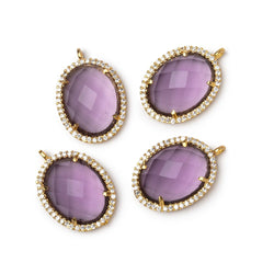 19x15mm Vermeil CZ Bezel Purple Hydro Quartz Faceted Oval Pendant 1 Focal (ONLINE ORDER ONLY)