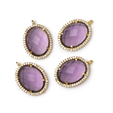 19x15mm Vermeil CZ Bezel Purple Hydro Quartz Faceted Oval Pendant 1 Focal (ONLINE ORDER ONLY)