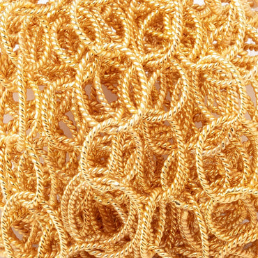 19x16mm & 15mm 22kt Gold Plated Twisted Satin Oval & Round Link Chain (ONLINE ORDER ONLY)