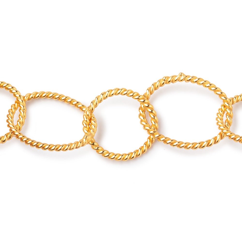 19x16mm & 15mm 22kt Gold Plated Twisted Satin Oval & Round Link Chain (ONLINE ORDER ONLY)