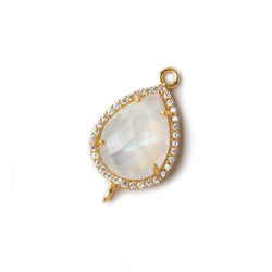 19x16mm Vermeil CZ Bezel Rainbow Moonstone Pear Connector 1 piece (ONLINE ORDER ONLY)