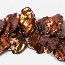 19x17-26x20mm Copper Ultra Keshi  Top Drilled Freshwater Pearls 7 inch 27 pcs (ONLINE ORDER ONLY)