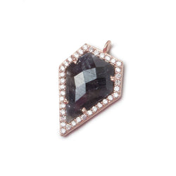 19x17mm Rose Gold Bezel White CZ and Blue Sapphire Modified Shield Pendant 1 focal piece (ONLINE ORDER ONLY)