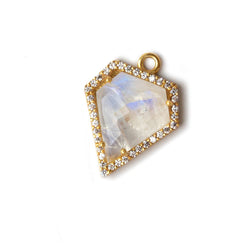 19x17mm Vermeil CZ Bezel Rainbow Moonstone Modified Shield Pendant 1 piece (ONLINE ORDER ONLY)