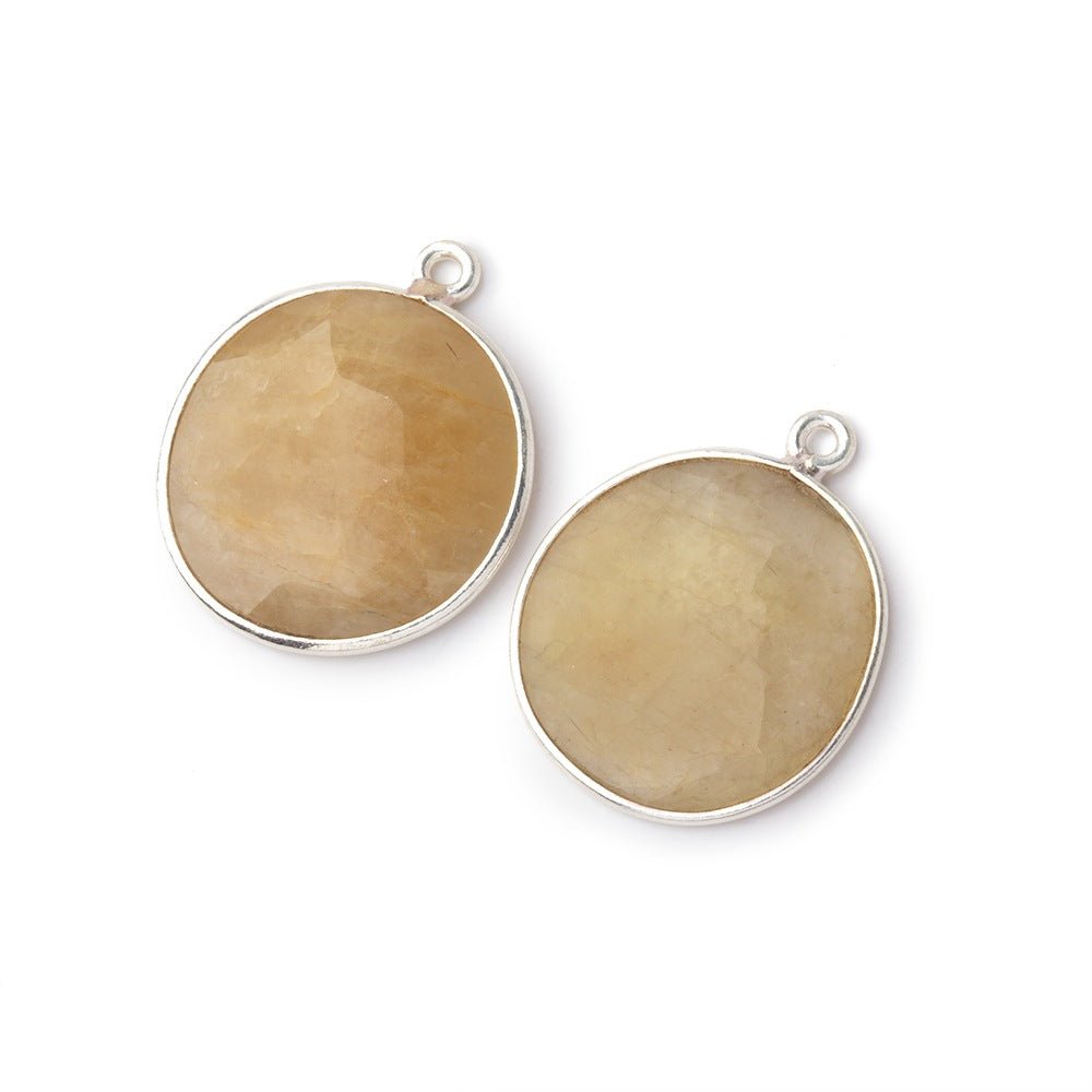 19x18mm .925 Silver Bezel Beryl Faceted Freeform Set of 2 Pendants (ONLINE ORDER ONLY)