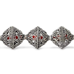 19x18mm Antiqued Sterling Silver Plated Copper Miligrain and Scroll BiCone 8 inch 11 pcs (ONLINE ORDER ONLY)