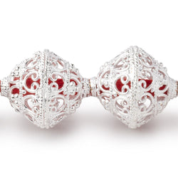 19x18mm Sterling Silver Plated Copper Scroll Filigree BiCone 8 inch 11 Beads (ONLINE ORDER ONLY)