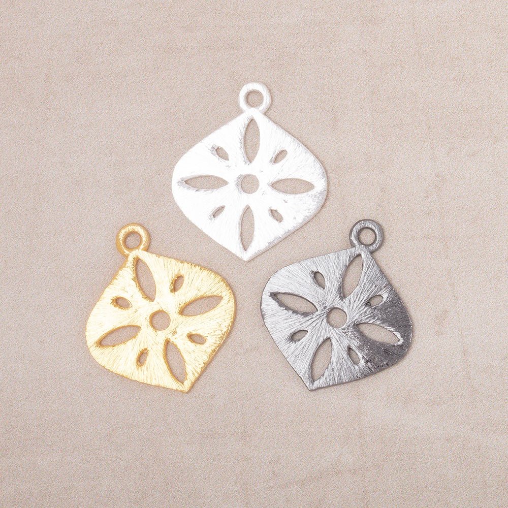 19x19.5mm Brushed Filigree Marquise Charm Set of 4 pieces (ONLINE ORDER ONLY)