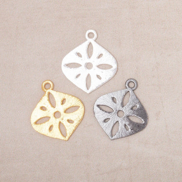 19x19.5mm Brushed Filigree Marquise Charm Set of 4 pieces (ONLINE ORDER ONLY)