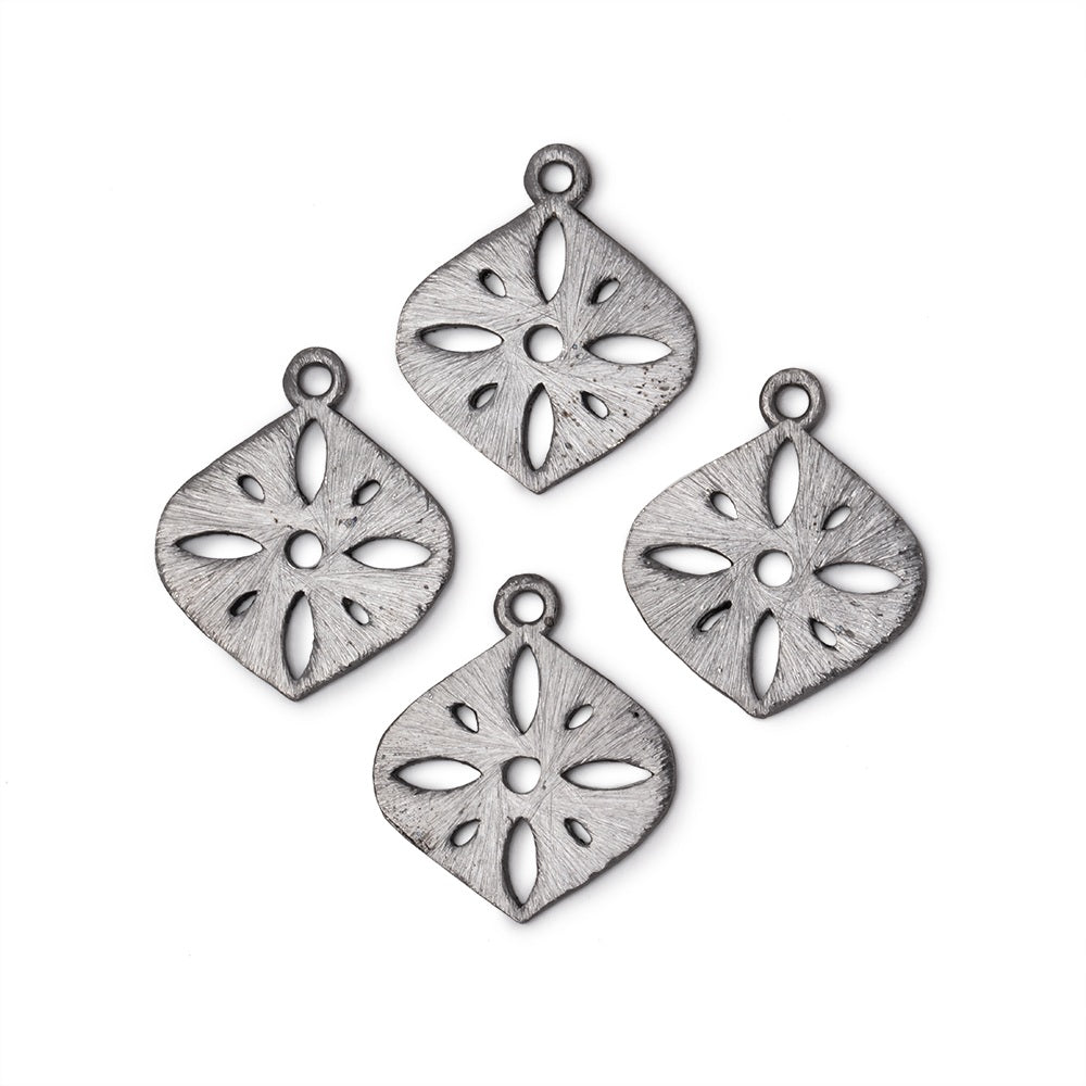 19x19.5mm Brushed Filigree Marquise Charm Set of 4 pieces (ONLINE ORDER ONLY)