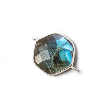 19x19mm Sterling Silver bezel Labradorite Faceted Hexagon Connector 1 focal bead (ONLINE ORDER ONLY)