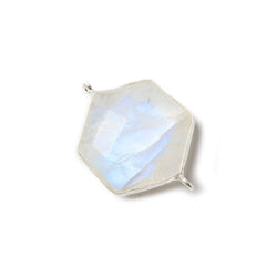 21x19mm Sterling Silver bezel Rainbow Moonstone Faceted Hexagon Connector 1 focal bead (ONLINE ORDER ONLY)
