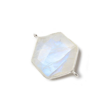 21x19mm Sterling Silver bezel Rainbow Moonstone Faceted Hexagon Connector 1 focal bead (ONLINE ORDER ONLY)
