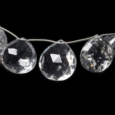 19x19x9-26x25x13mm Crystal Quartz faceted heart beads 8 inch 9 pieces (ONLINE ORDER ONLY)