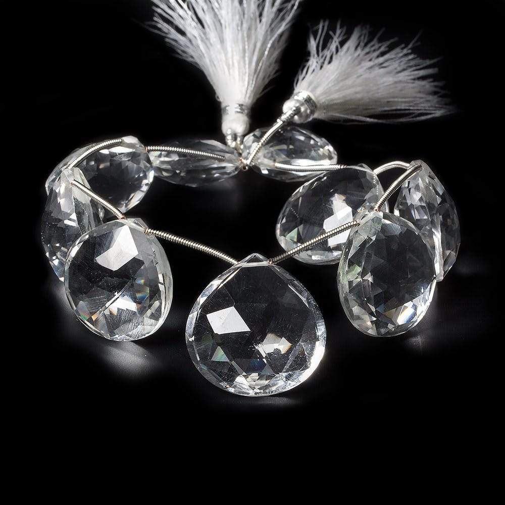 19x19x9-26x25x13mm Crystal Quartz faceted heart beads 8 inch 9 pieces (ONLINE ORDER ONLY)