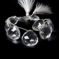 19x19x9-26x25x13mm Crystal Quartz faceted heart beads 8 inch 9 pieces (ONLINE ORDER ONLY)