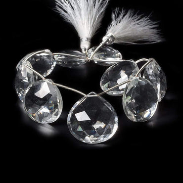 19x19x9-26x25x13mm Crystal Quartz faceted heart beads 8 inch 9 pieces (ONLINE ORDER ONLY)