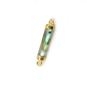 19x5mm Gold Leafed Labradorite plain barrel Connector 1 piece (ONLINE ORDER ONLY)
