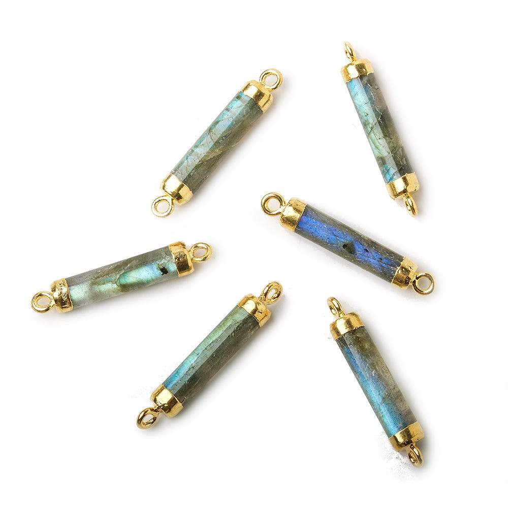 19x5mm Gold Leafed Labradorite plain barrel Connector 1 piece (ONLINE ORDER ONLY)