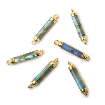 19x5mm Gold Leafed Labradorite plain barrel Connector 1 piece (ONLINE ORDER ONLY)