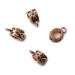 19x6mm Copper Bail with Cross Pattern Set of 4 (ONLINE ORDER ONLY)
